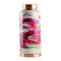 Bouteille d'eau en émail cuivre noir et rouge 1000 ml avec couvercle, résistante à l'eau bouillante, anticorrosion, écologique, pour camping et maison