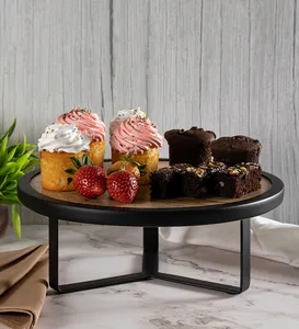 Soporte Redondo de Metal y Madera para Exhibición de Galletas y Pasteles, Utensilios de Cocina, Ideal para Pizza Al por Mayor, Herramientas y Postres - Product Image 5