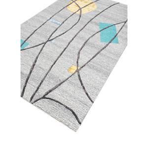 Alfombra de Lana y Viscosa Hecha a Mano Acar, Diseño Abstracto Gris y Negro, Rectangular con Rayas, 4m 10mm, para Sala de Estar o Pasillo - Product Image 2
