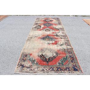 Tapis de 4,7 x 12,6 pieds, tapis vintage, tapis turc en laine rouge à motifs floraux - Product Image 1
