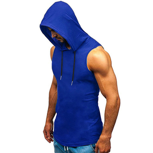 Wholesale Custom Solid Gym <b>Hoodies</b> Men Hot Sale Two Tone <b>Sleeveless</b> Zipper Pullover OEM Winter Season Quick Dry Plain Dyed - Product Image 2