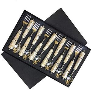 Ensemble de vaisselle classique en acier inoxydable avec poignée en nacre Couverts au design moderne pour la cuisine et les repas à l'hôtel - Product Image 2