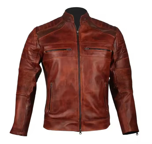 Chaqueta de Cuero de Oveja para Motociclistas, Moda Masculina, Nueva Llegada, Alta Calidad, Cuero Genuino, Venta al Por Mayor OEM - Product Image 3