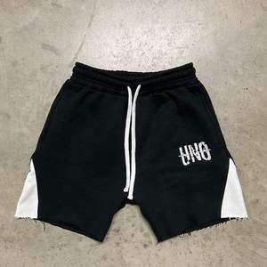 Men's 100% Terry Cotton Lightweight Summer Sweat <b>Shorts</b> Custom Embroidered Distressed Patchwork Raw Hem Breathable Knitted - Product Image 5