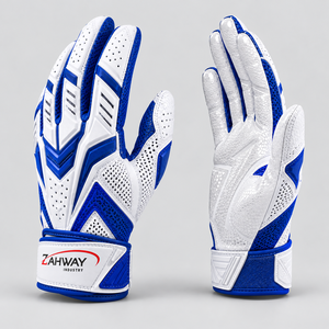 Premium Quality American Football <b>Gloves</b> Full Finger <b>Sports</b> <b>Gloves</b> White Blue PU Breathable Hook And Loop Unisex All Seasons - Product Image 5