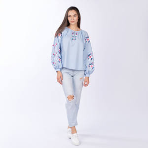 2020 hermosa blusa rumana de longitud media para mujer, bordado de algodón, patrón Floral lavable Natural, informal, Simple, de talla grande - Product Image 2