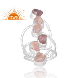 Latest Selling 925 Sterling Silver Natural Rose <b>Quartz</b> Gemstone <b>Ring</b> Custom Jewelry Manufacturer - Product Image 1
