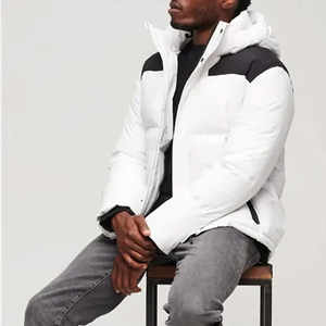 2025 Custom OEM Designer <b>Men's</b> High Street Winter <b>Puffer</b> <b>Jacket</b> High Quality Worsted Zipper Closure Stand Collar Hooded 100% - Product Image 3