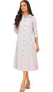 ชุดกาวน์สีขาวทรงเอไลน์สำหรับผู้หญิงคุณภาพระดับพรีเมียมพร้อมกระเป๋าข้างสำหรับงานเลี้ยงและงานแต่งงานในฤดูใบไม้ผลิ - Product Image 5