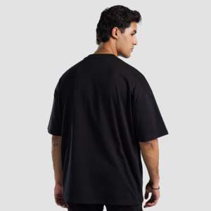 เสื้อยืดโอเวอร์ไซส์เนื้อหนัก สีดำ ผ้าเจอร์ซีย์ ย้อมสีพื้น พร้อมลายสกรีนแบบ Shift Tee Design - Product Image 4