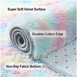 Tapis d'appoint luxueux sur mesure en soie et laine à poils longs de 5-6 mm, moelleux, moderne, abstrait, touffeté, pour la décoration latérale du canapé - Product Image 5