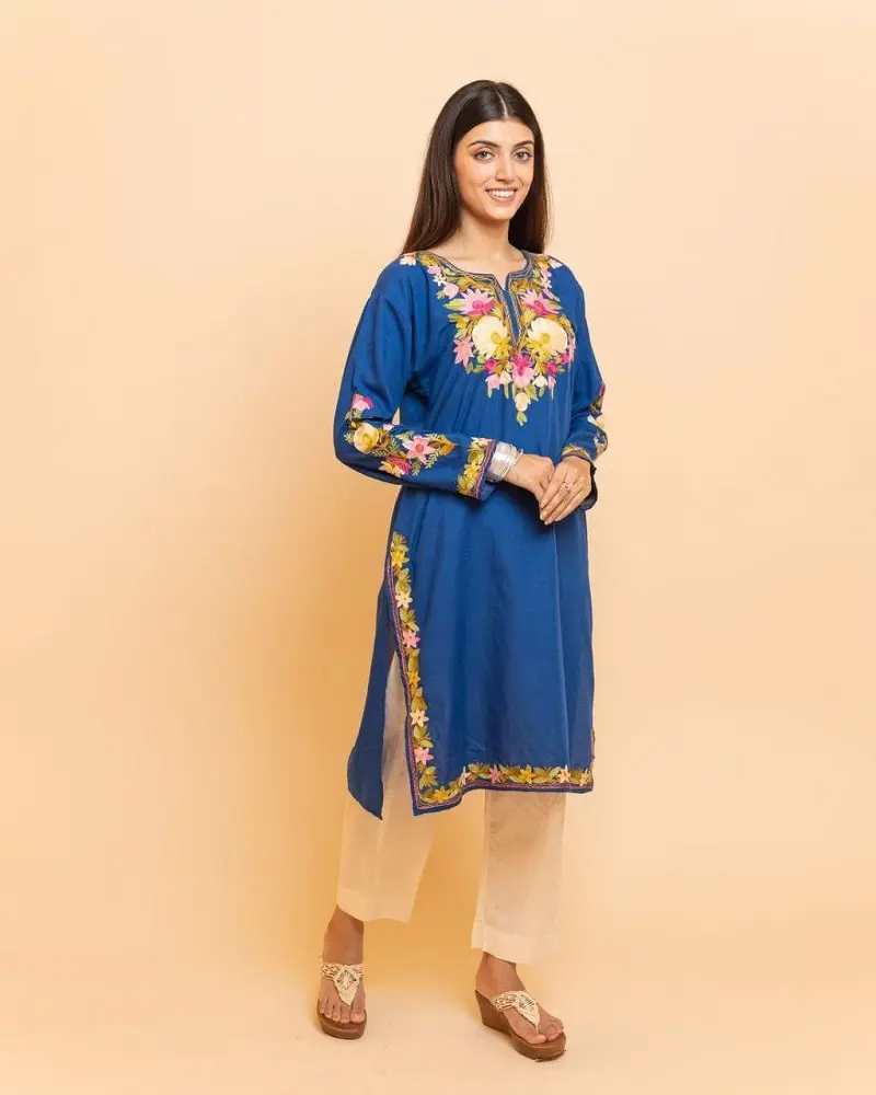 NEW--INDIAN & PAKISTANI STYLISH HEAVY EMBROIDERY LONG KURTA WITH PLAZO DRESS for Party wear dress 2024