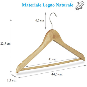 ไม้แขวนเสื้อ120ทำจากไม้พร้อมตะขอหมุน360 ° ไม้แขวนเสื้อพรีเมี่ยม - Product Image 2