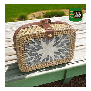 Rattan Bag with Mother of pearl designed using natural rattan and pearl detail <b>for</b> stylish handbag wear, Vietnam origin - Product Image 6