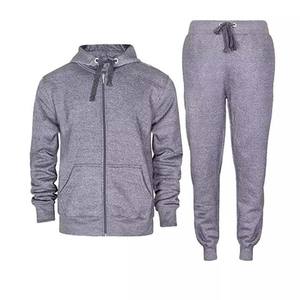 Survêtements de Fitness pour hommes, couleur unie, manches longues avec logo personnalisé, impression de broderie, vente en gros, bon marché, survêtement en coton - Product Image 1