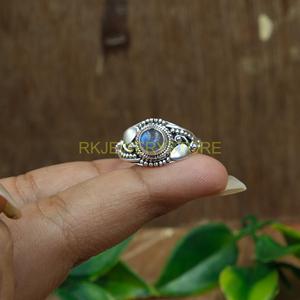 Bague en argent sterling 925 avec pierre précieuse labradorite naturelle, faite à la main, pour femmes et hommes, cadeau de Noël - Product Image 6