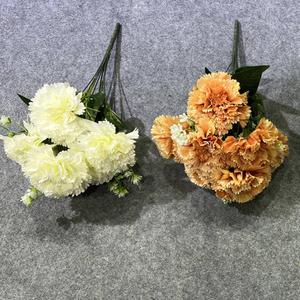 باقات زهور اصطناعية يدوية الصنع من الحرير البرغندي، زهور قرنفل واقعية بلون الخريف المحروق للتخرج وعيد الميلاد والسنة الصينية الجديدة ZR1455 - Product Image 1