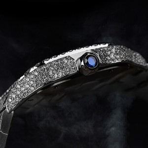 นาฬิกาผู้ชายสไตล์ฮิปฮอปสุดหรู ประดับเพชรโมอิสซาไนต์ VVS ระดับพรีเมียม หน้าปัดตัวเลขโรมัน ผ่านการทดสอบเพชร ระบบจักรกล ขายส่ง - Product Image 3