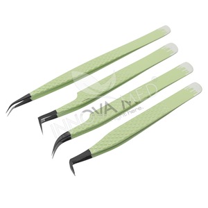 Pince à cils à poignée antidérapante pour pince à cils en acier inoxydable durable professionnelle 2 pièces ensemble de pincettes d'extension de cils de précision - Product Image 6