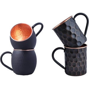 Vaso de Agua de Metal con Acabado Antiguo de Cobre de Alta Demanda, Color Negro con Recubrimiento en Polvo y Textura Martillada - Product Image 1