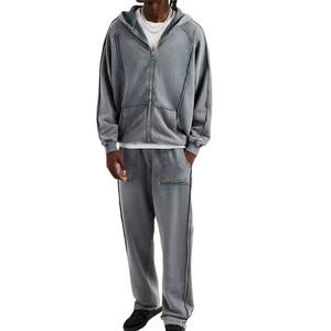 Bas prix survêtement personnalisé pour hommes deux pièces Jogging porter survêtement ensemble dernier style lavage à l'acide survêtement ensemble 2026 - Product Image 1