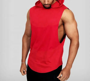 High Quality Hooded Ribbed Gym Tank Tops Custom Singlets <b>men's</b> <b>Sports</b> tank tops USA Size Stretchable <b>Men's</b> Tanktops Custom Logo - Product Image 6