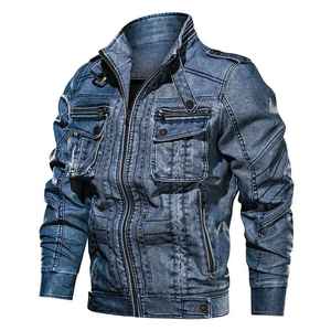 แจ็คเก็ตวาร์ซิตี้ลำลองสำหรับผู้ชายไซส์ใหญ่ รุ่นใหม่ปี 2024 แบบสั่งทำพิเศษ ผ้าเดนิมเคลือบ  กระเป๋าหน้าสองช่อง ลายตัวอักษร สำหรับกิจกรรมกลางแจ้ง - Product Image 2