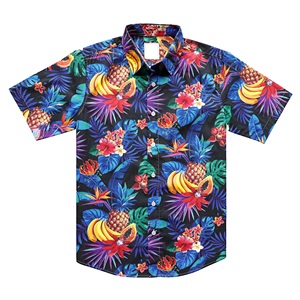 Chemise hawaïenne pour homme à manches courtes, imprimé floral tropical, popeline respirante 100% coton, écologique, séchage rapide, chemise de vacances - Product Image 1