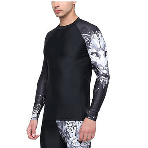 Custom Printed Breathable Full Sleeve MMA <b>Rashguard</b> Men OEM Heat-Transfer Printed Anti-UV Protection Made 100% Polyester - Product Image 4