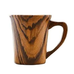 Taza de café de madera ecológica con tapa Patrón floral vintage Hecho a mano Diseño único Crescent Crafts India - Product Image 3