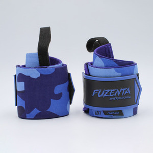 Bandes de poignet de musculation personnalisées en camouflage bleu, de qualité supérieure, pour l'entraînement aux soulevés de terre, le crossfit, le strongman, le soutien des poignets pour l'haltérophilie - Product Image 1