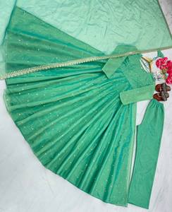 Vestido Anarkali DE TRABAJO bordado de Georgette de imitación de diseñador más reciente de FabZone - Product Image 2