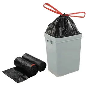 Draw tape garbage bags on rolls trash can liners tall kitchen plastic packaging from Viet Nam ODM supplier with best price