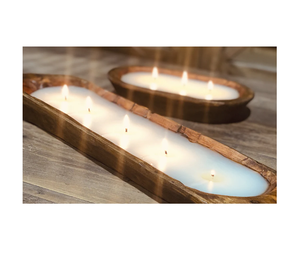 Bougie de Noël en bois d'acacia écologique faite à la main bol à pâte ferme rustique bas prix - Product Image 3