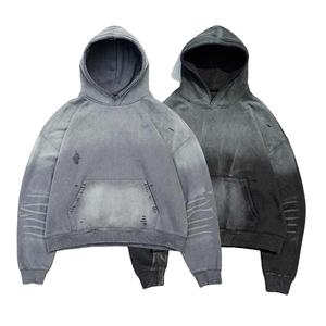 Fabricants de vêtements de rue délavés à l'acide en coton épais épais Sweats à capuche personnalisés surdimensionnés Boxy pour hommes - Product Image 1