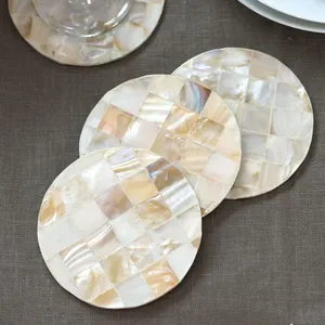 Best Selling Mother of Pearl <b>Coaster</b> for Dining <b>Table</b> Decor OEM Rustic <b>Coaster</b> From Vietnam Handmade Wholesale - Product Image 5