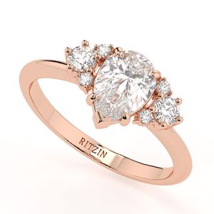 แหวนหมั้นหิน7ก้อนสำหรับผู้หญิงลูกแพร์1.00CT ตัดเพชร - Product Image 4
