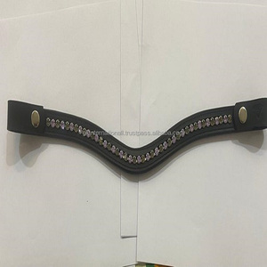 SUPERB QUALITY LEATHER HORSE BROW <b>BAND</b> RHINESTONES EMPTY CHANNEL BLING CRYSTAL BROW <b>BAND</b> WITH <b>SNAP</b> BUTTON FOR LOOP CLOSURE - Product Image 4