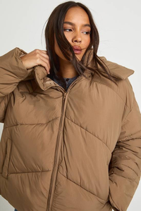 Comfortable Fabric Winter Hooded Reversible Outdoor Wear Women Puffer Jacket Plus Size <b>Waterproof</b> <b>Zipper</b> Knitted Canvas - Product Image 6