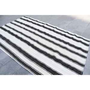 พรมตุรกีโบราณ ขนาด 5.6x9 ฟุต พรมขนาดใหญ่ พรมเปอร์เซียสีดำ - Product Image 3