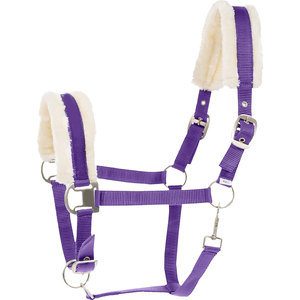 Licol bleu foncé rembourré en molleton doux réglable en polyester pour chevaux Boucles en métal à ajustement facile - Product Image 2