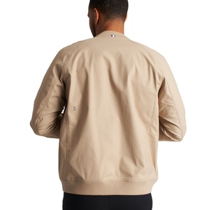 Blouson aviateur à manches longues avec logo de broderie personnalisé OEM pour hommes fermeture à glissière beige avec poches pour les mains pour la saison de printemps - Product Image 3