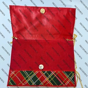 Embrague de Navidad rojo hecho a mano, monedero festivo único para vacaciones, cremallera, decoración de lentejuelas, 3 uds., accesorio para fiestas nocturnas - Product Image 4