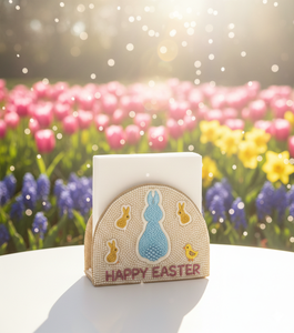 Premium <b>Blue</b> Beaded Bunny Napkin Holder Hand-Stitched Sequin Design High-End Easter Table <b>Accessory</b> Professional Giftware - Product Image 2