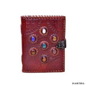 Brass C-lock Handmade Leather Dairy with Stones Sketchbook Travel Dairy Premium Leather Journal Seven Stone - Product Image 1