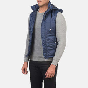 Winter Windproof <b>Quilted</b> Bubble Vest-Casual Outdoor Wear Blue Lightweight Knitted Custom Logo - Product Image 2