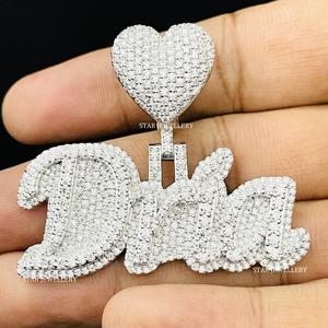 Pendentif Lettre Unisexe Personnalisé en Or 10K Plaqué Or, Sertie de Diamants de Laboratoire, Style Hip Hop Chrétien, Coupe Ronde Brillante - Product Image 4