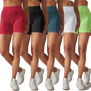 Pantalones cortos deportivos florales elásticos transpirables ecológicos para mujer, botón de lentejuelas, decoración de lazo, estampado personalizado, bajo MOQ Spandex - Product Image 1