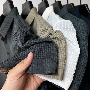 เสื้อโปโลชายสำหรับเล่นกอล์ฟฤดูร้อน-เสื้อถักลายไม้ไผ่ใหม่คอปกยาวผ้าไหมน้ำแข็งสีพื้นระบายอากาศด้านบนเรียบง่าย - Product Image 3