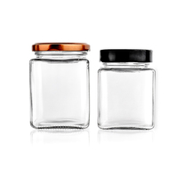Pot en verre pour miel, confiture, gelée, sauce, avec couvercle en métal doré, 100ml, 150ml, 200ml, 280ml
